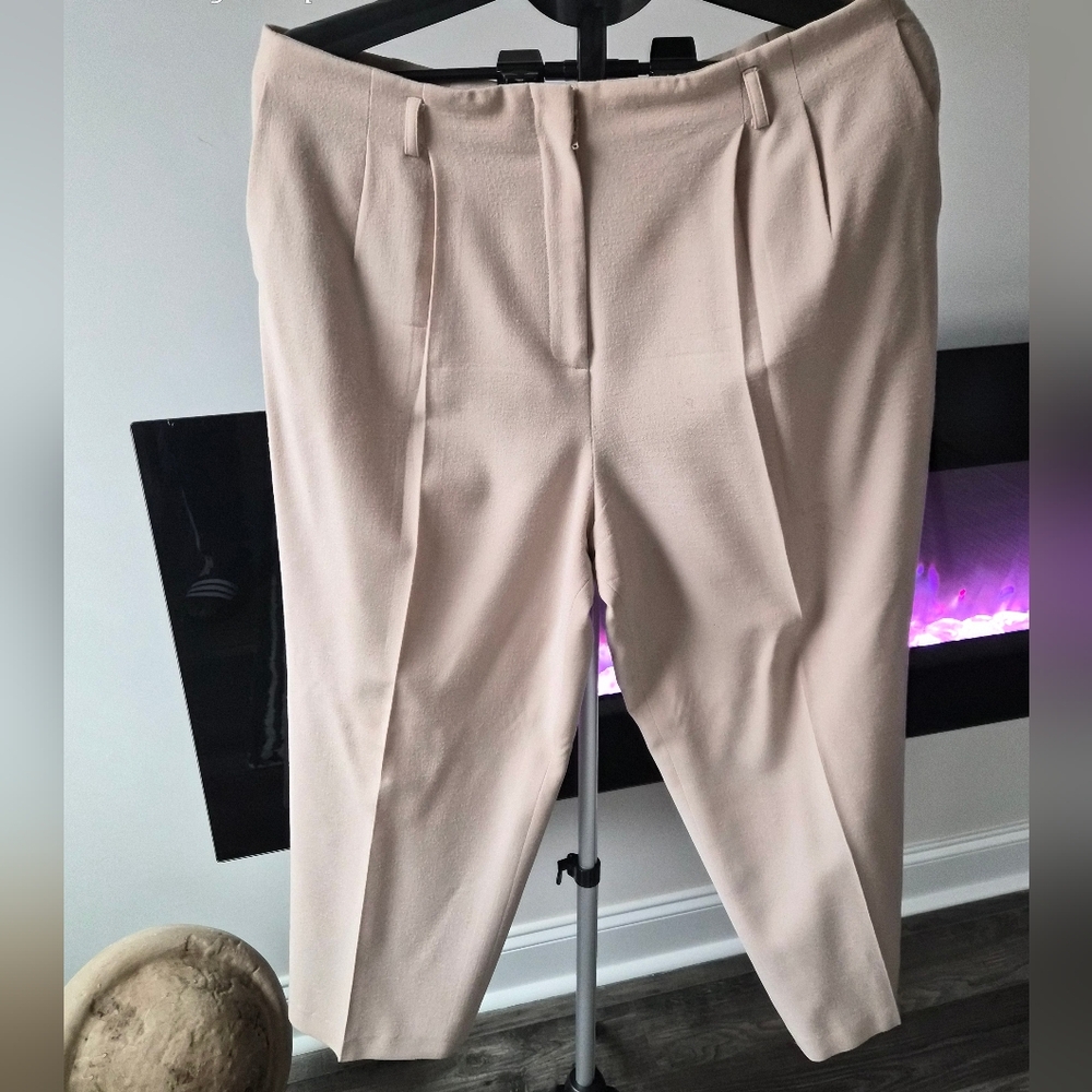 ​Talbots Petites Italian Fabric Wool Blend Pleated Trousers - Beige 14P